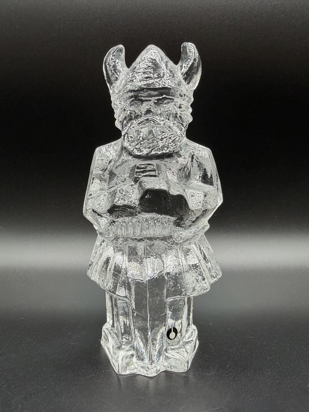 Pukeberg Swedish Art Glass Viking Figurine 6" Paperweight w Sword Made in Sweden